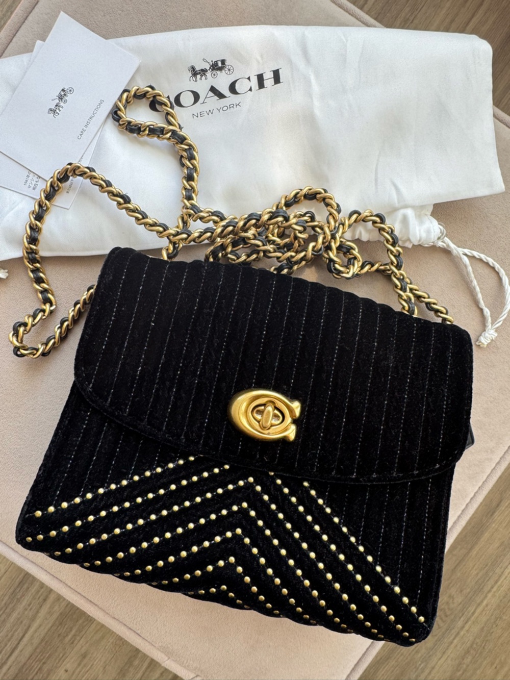 Coach Velvet Quilting With Rivets Parker 18 Shoulder Bag